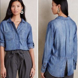 Anthropologie Cloth & Stone Split Back Chambray Top **Closet Closing**